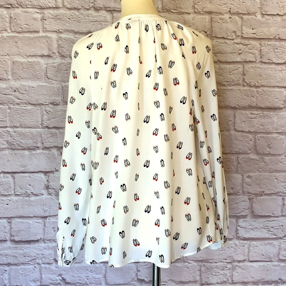 Boden White Button Down Shirt with Shoe Print - Picture 4 of 7